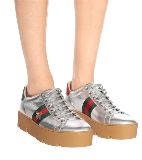 gucci metallic platform sneaker|gucci new ace platform sneakers.